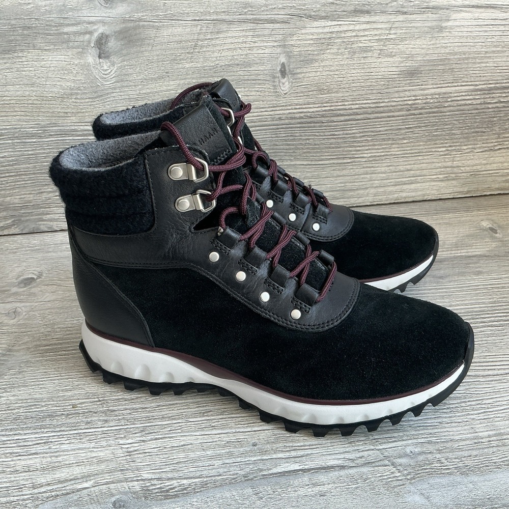 Cole Haan Grand Explore W15275 Women's Black Suede Lace Up Hiking Boots Size 7 B